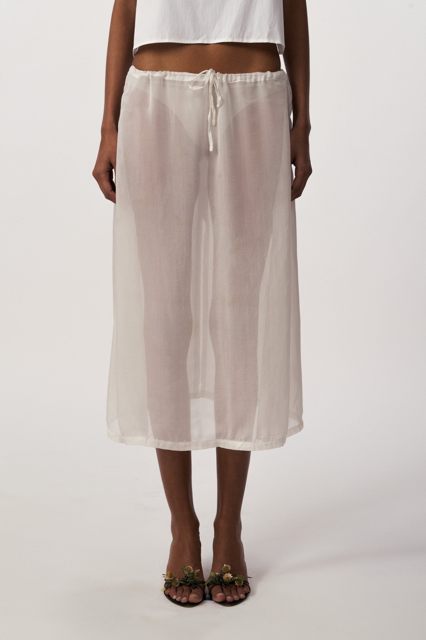 Carregar imagem no visualizador da galeria, Sophy Skirt - White Silk /Transparency
