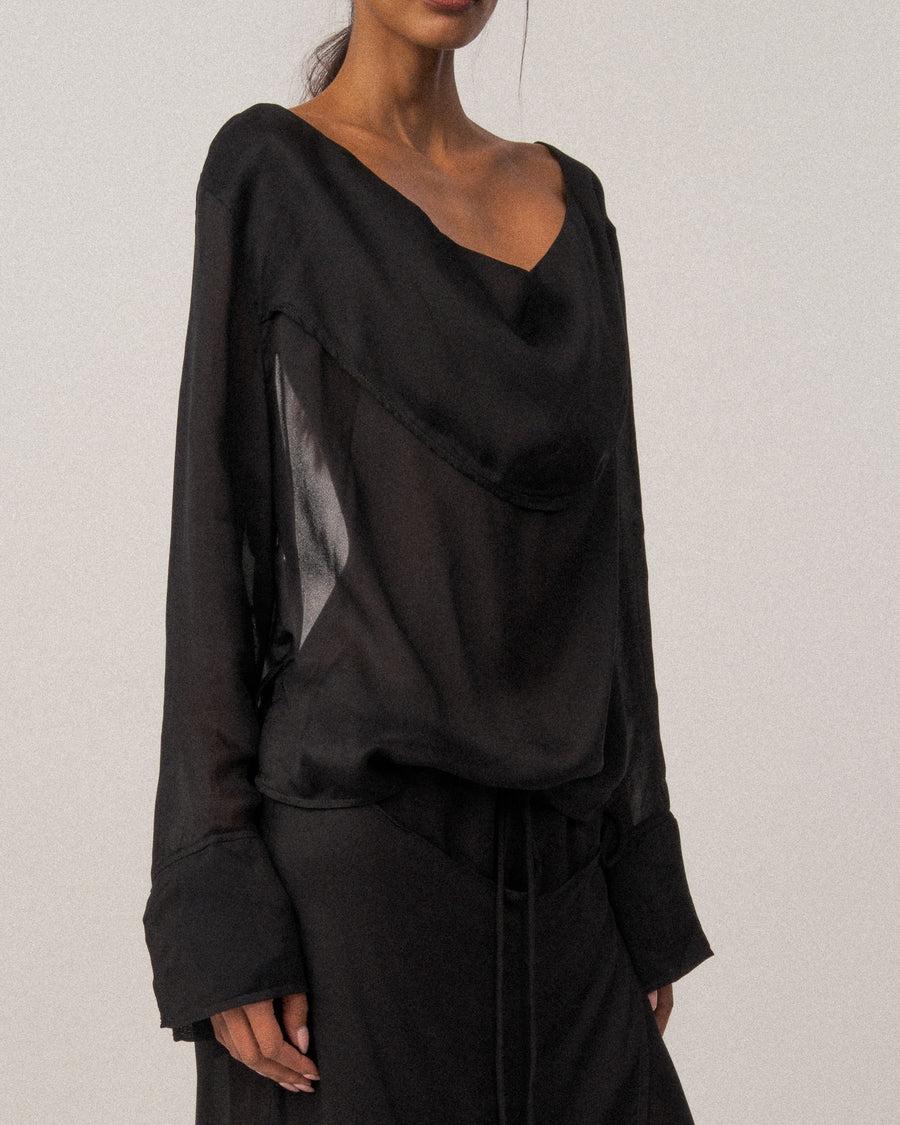 Carregar imagem no visualizador da galeria, Charlotte Top - Black with Transparency