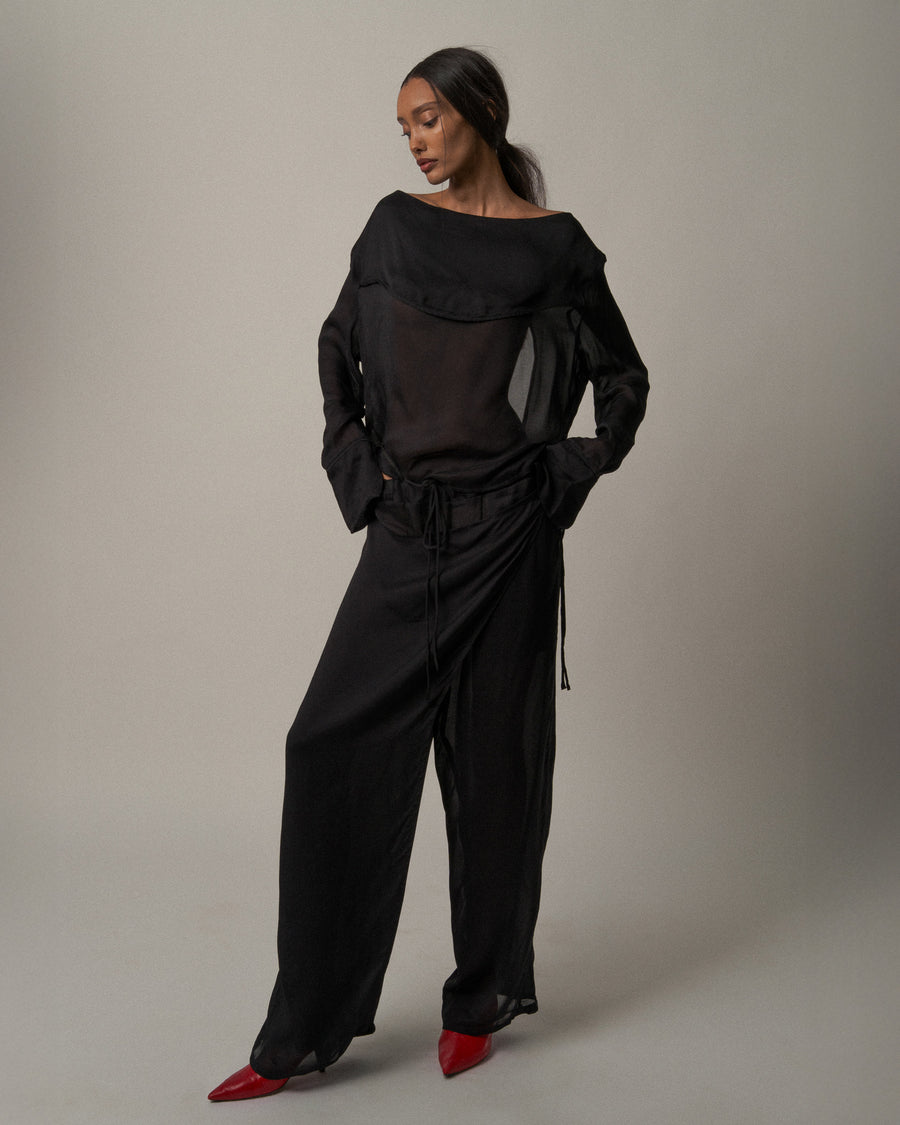 Carregar imagem no visualizador da galeria, Charlotte Top - Black with Transparency