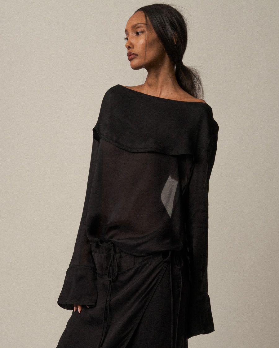 Carregar imagem no visualizador da galeria, Charlotte Top - Black with Transparency